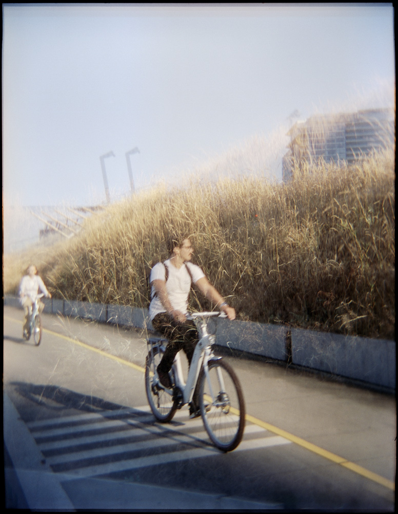 Cyclist with Grasses – Double Exposure