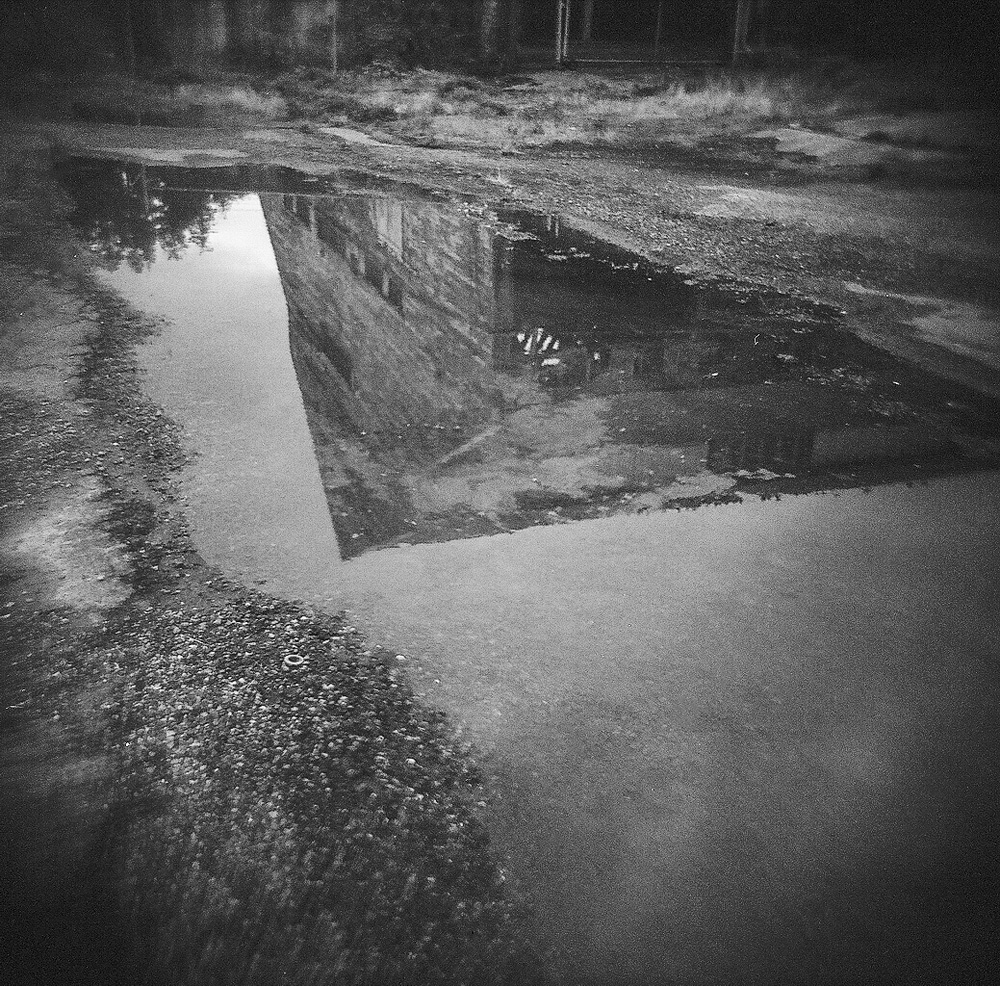 Old barn reflection