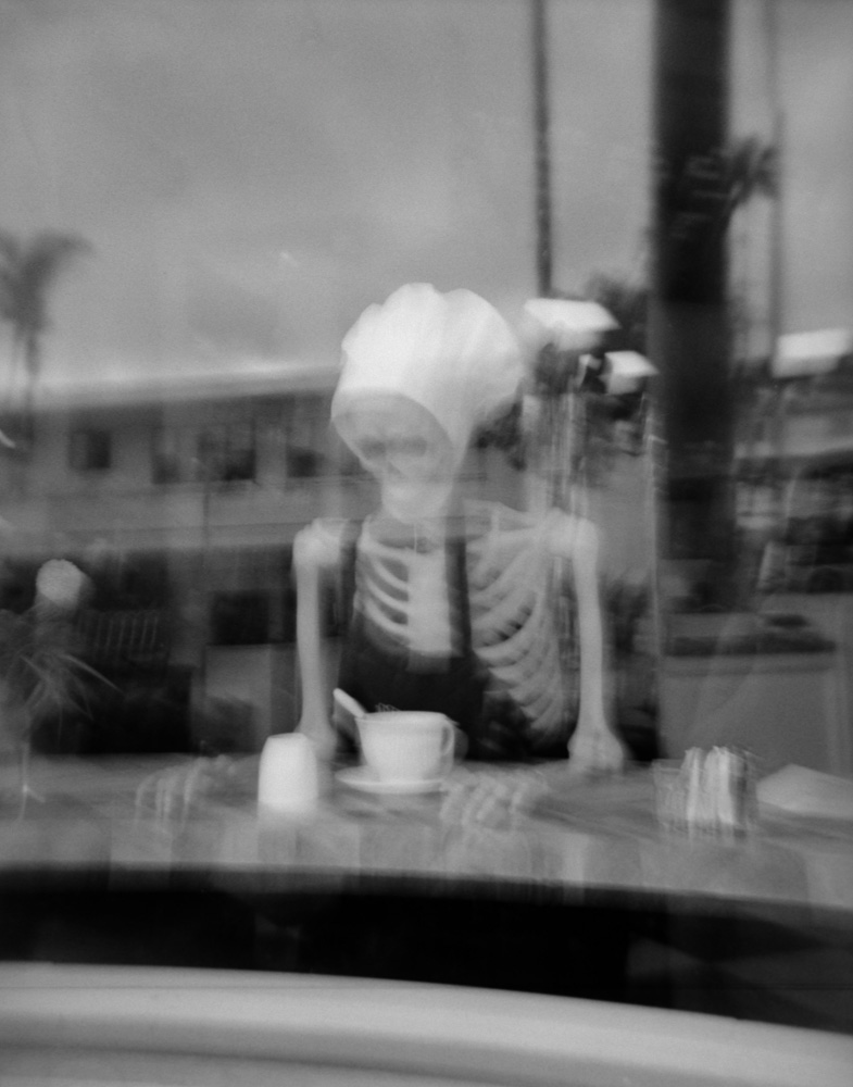 Through the window lady